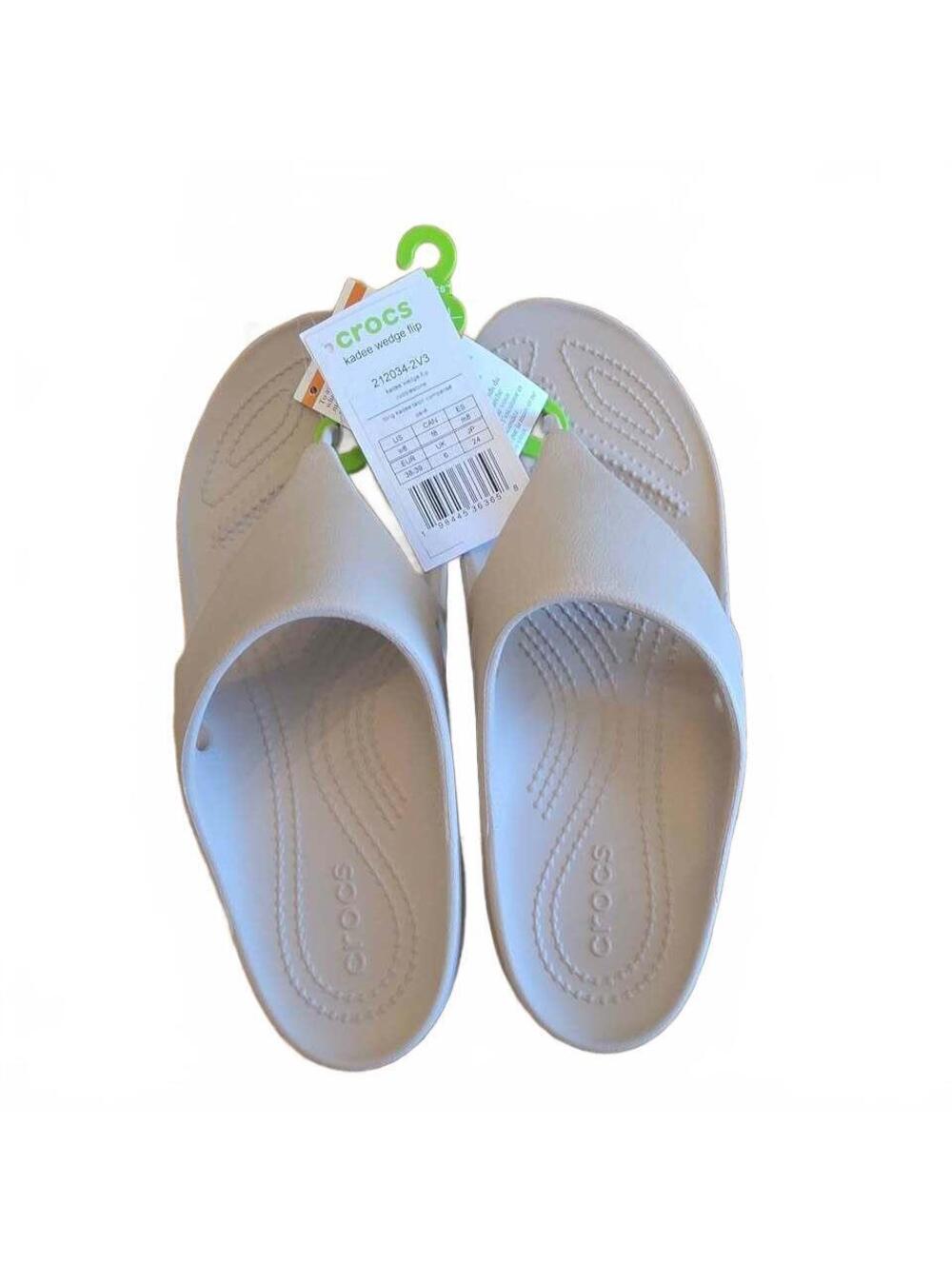 Crocs Kadee Wedge Flip Sandals Women's Size 8 Cobblestone